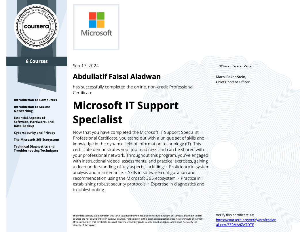 Microsoft IT Support Specialist